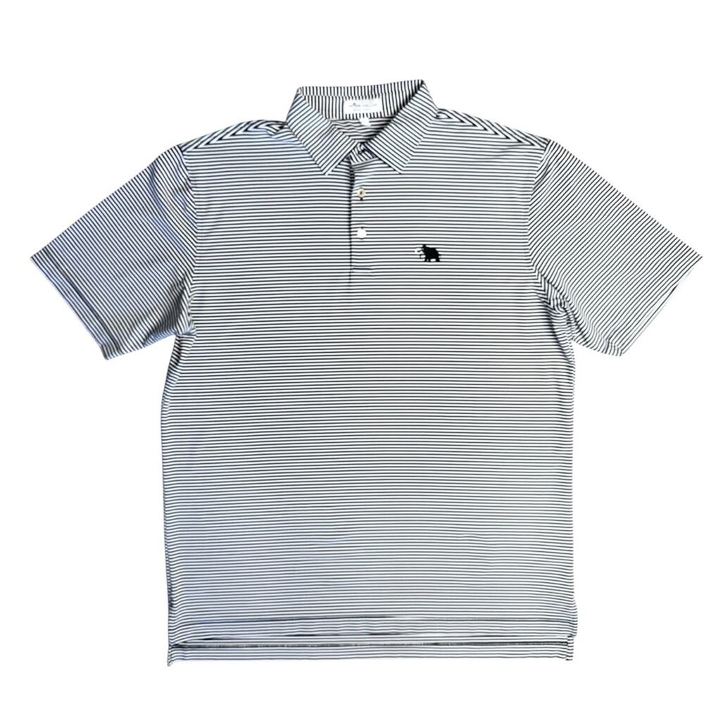 PETER MILLER Summer Comfort Men’s Black White Striped Golf Polo Shirt